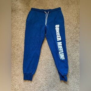 Blue Joggers with Dunder Mifflin Logo